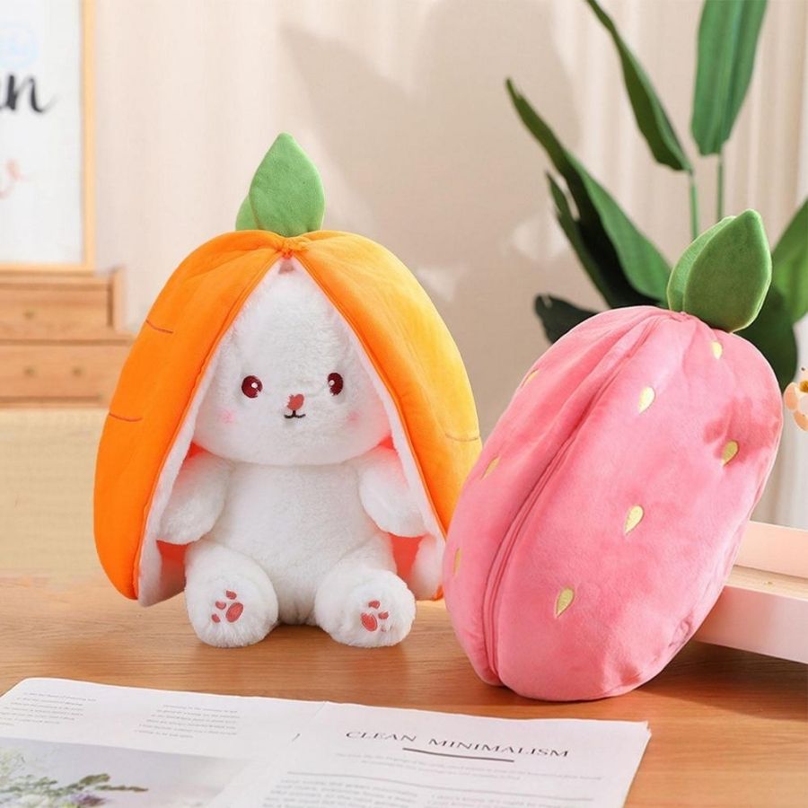 Peluche de Lapin Blanc Caché dans Carotte Orange – Image 12