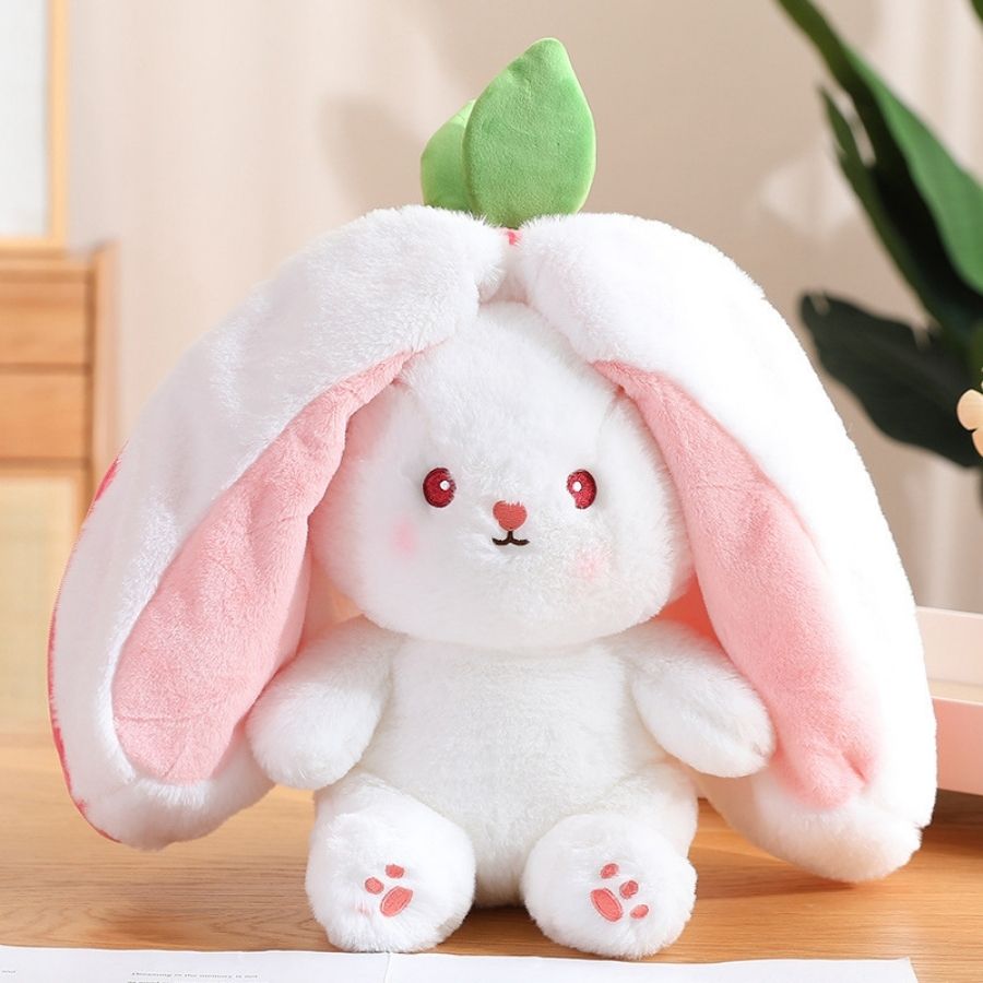 Peluche de Lapin Blanc Caché dans Carotte Orange – Image 4