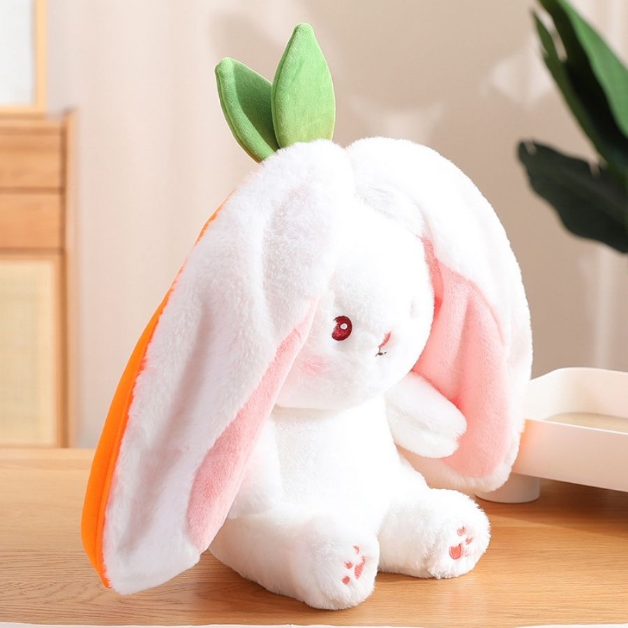 Peluche de Lapin Blanc Caché dans Carotte Orange – Image 5