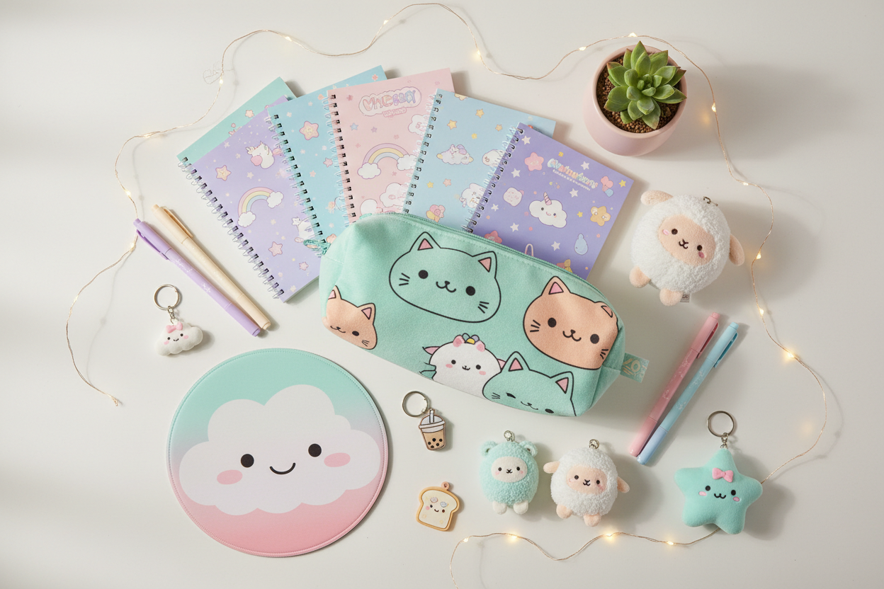 Bureau kawaii organisé