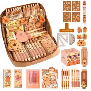 Trousse de Papeterie Capybara et Grand Set Beige