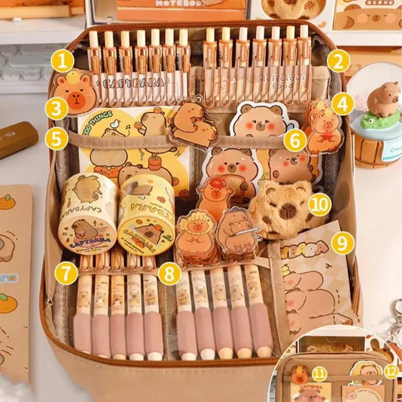 Trousse de Papeterie Capybara et Grand Set Beige – Image 3