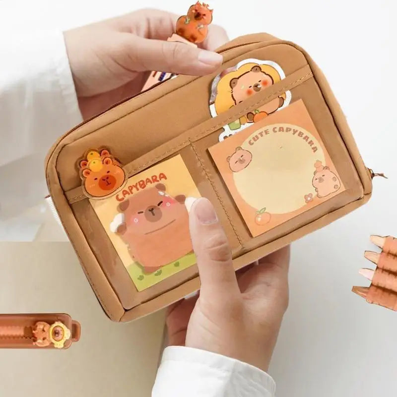 Trousse de Papeterie Capybara et Grand Set Beige – Image 5