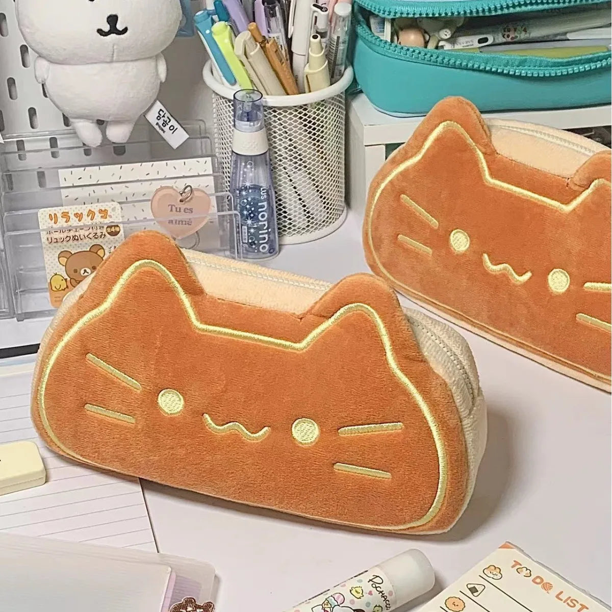 Trousse en Peluche Chat Toast Kawaii – Image 5