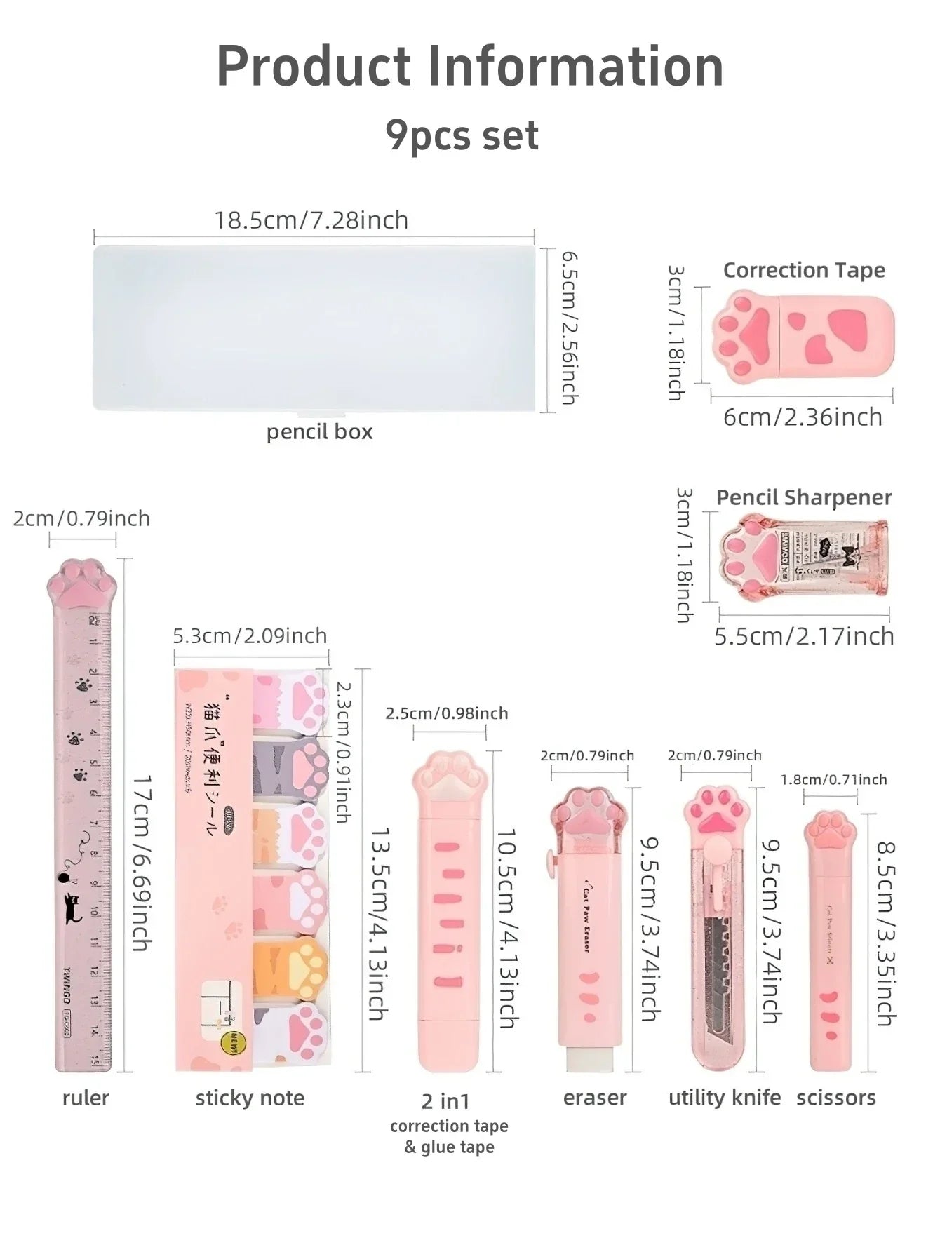 Set de Papeterie Kawaii à Motifs Pattes de Chat – Image 9