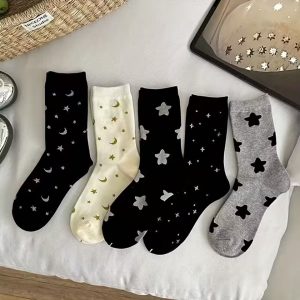 Chaussettes à Motif Étoiles et Lunes