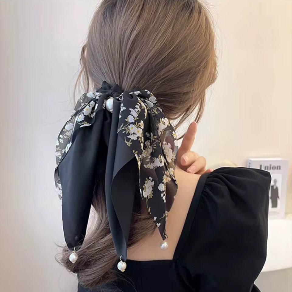 Chouchou Foulard fleuri aux Perles – Image 7