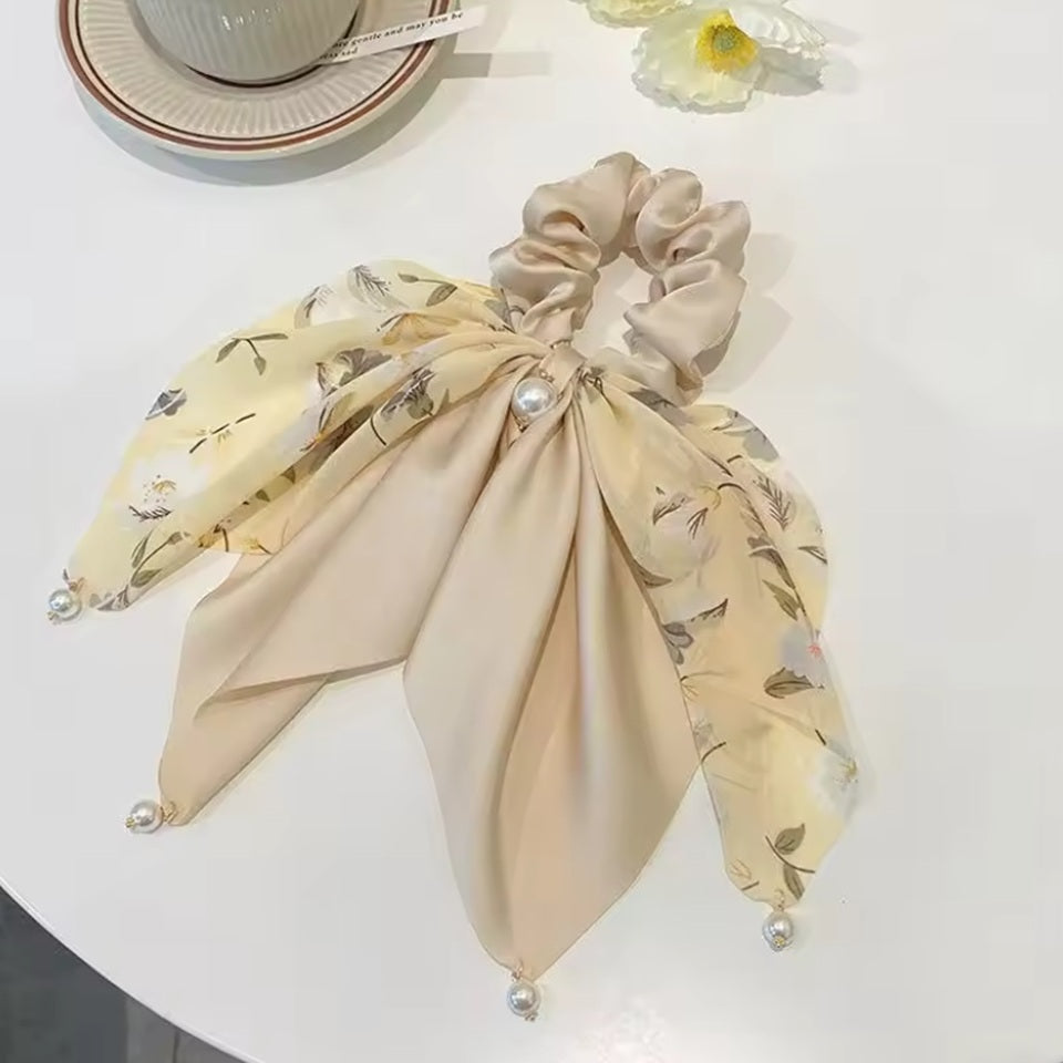 Chouchou Foulard fleuri aux Perles – Image 3