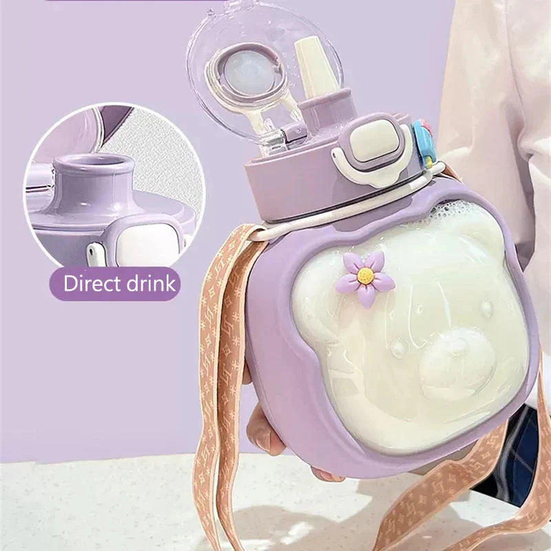 Gourde en Forme d'Ours Lilas avec Paille – Image 9