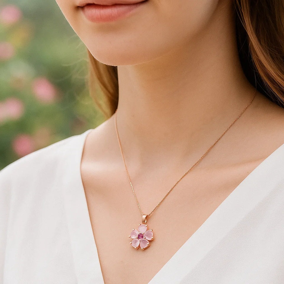 Collier en Or Rose Sakura – Image 2