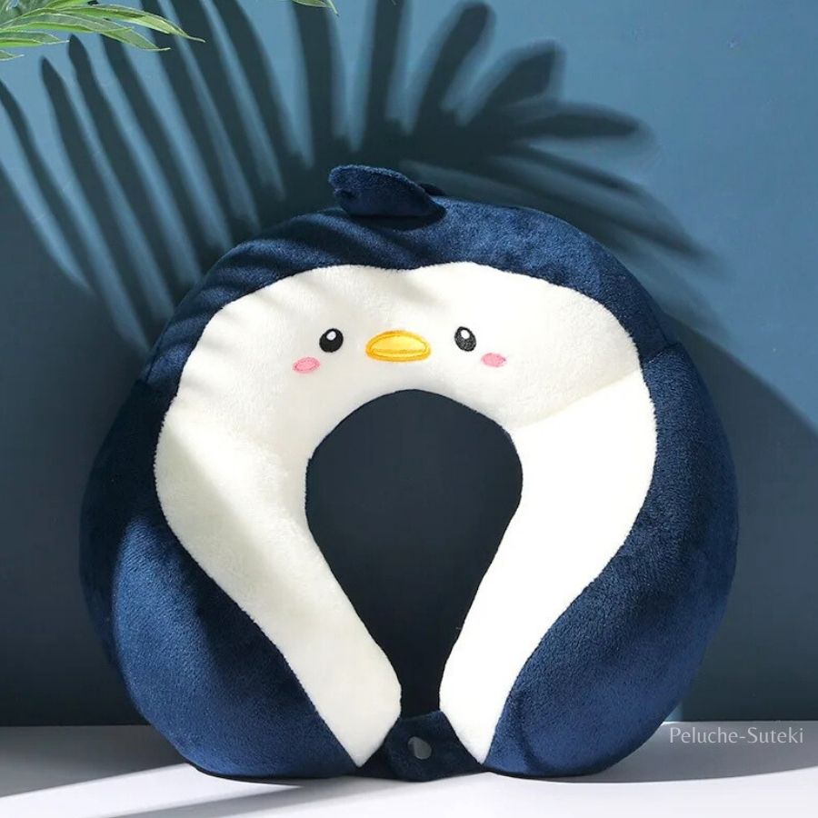 Coussin de Voyage en Peluche Pingouin Bleu Marine – Image 6