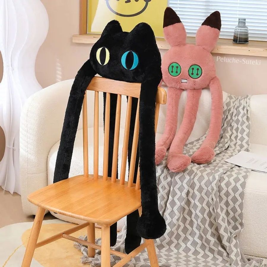 Peluche de Chat Noir Géant aux Yeux Jaune et Bleu – Image 5