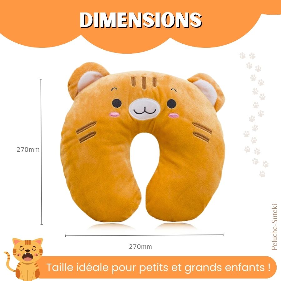 Coussin de Voyage en Peluche Orange à Tête de Chat – Image 4