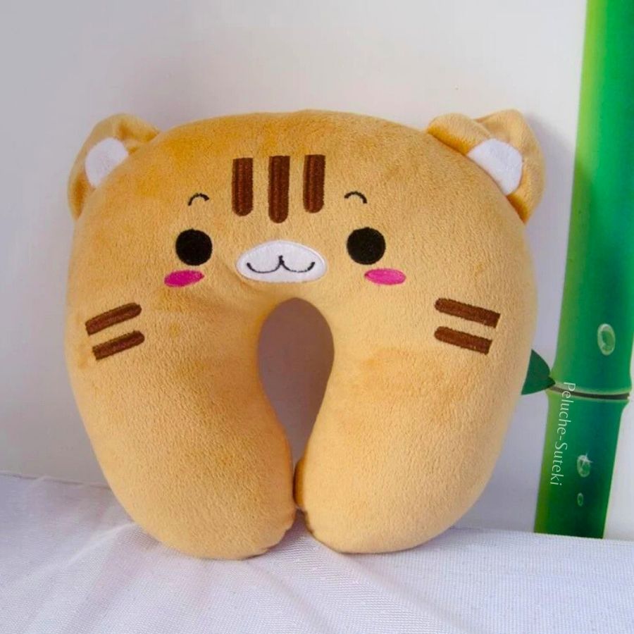Coussin de Voyage en Peluche Orange à Tête de Chat – Image 8