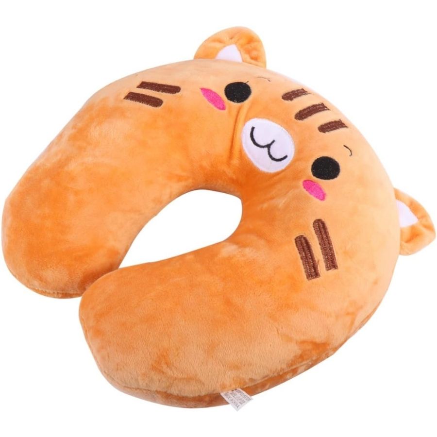 Coussin de Voyage en Peluche Orange à Tête de Chat – Image 5