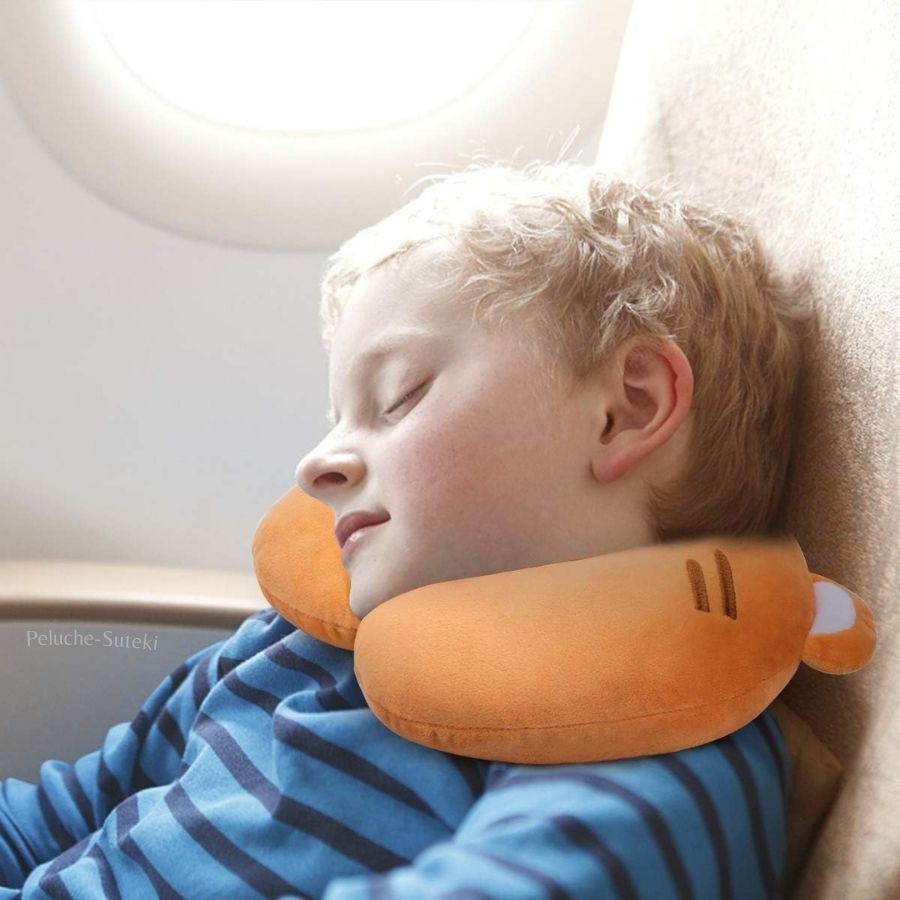 Coussin de Voyage en Peluche Orange à Tête de Chat – Image 7
