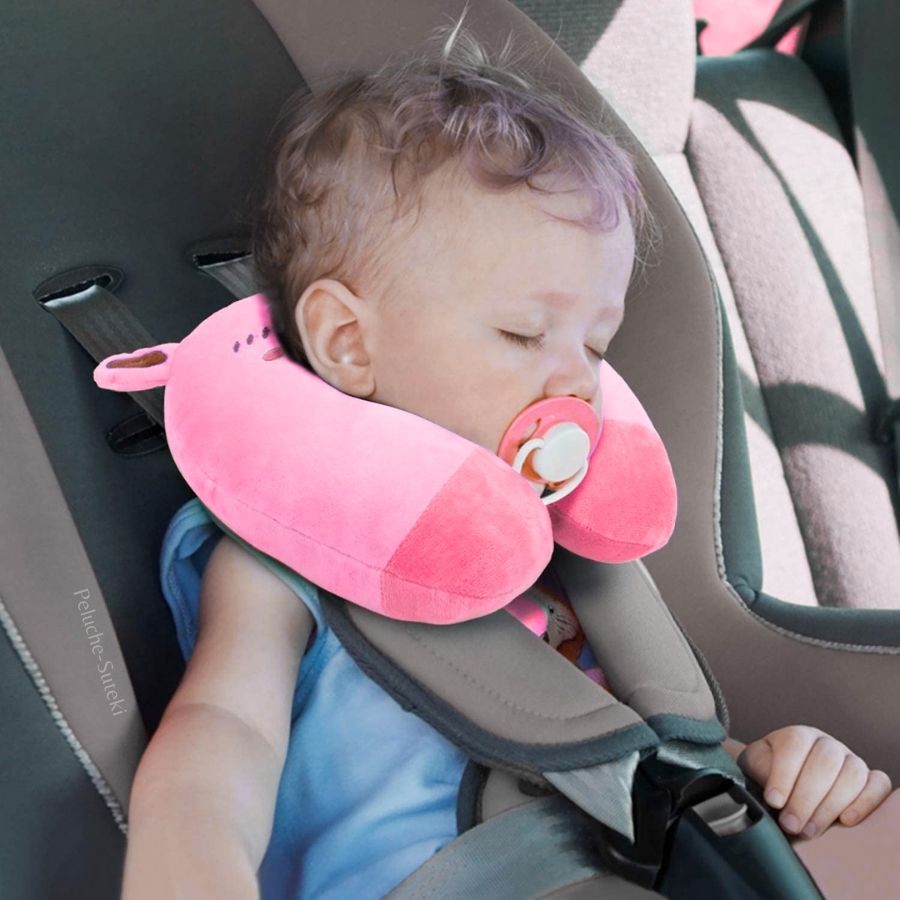 Coussin de Voyage Ourson Rose à Pois en Peluche – Image 5