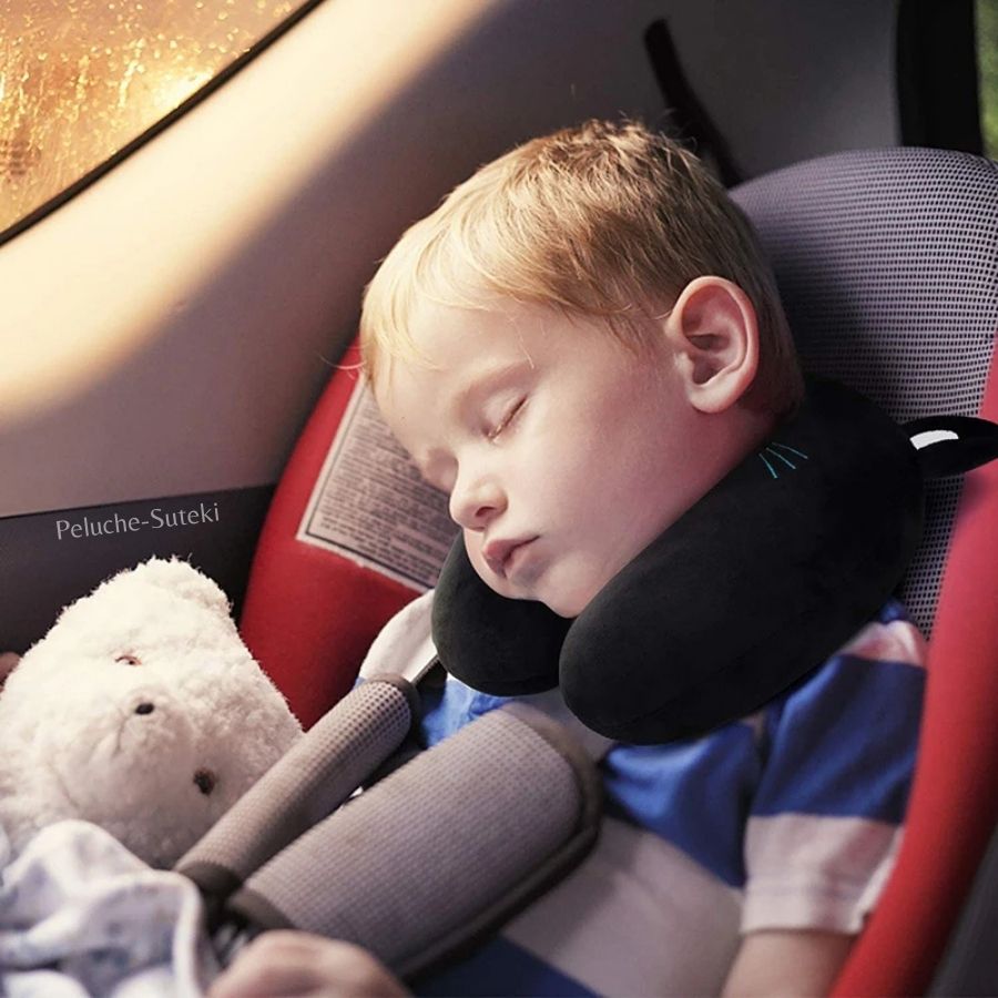 Oreiller de Voyage en Peluche Noir Chat Mignon – Image 5