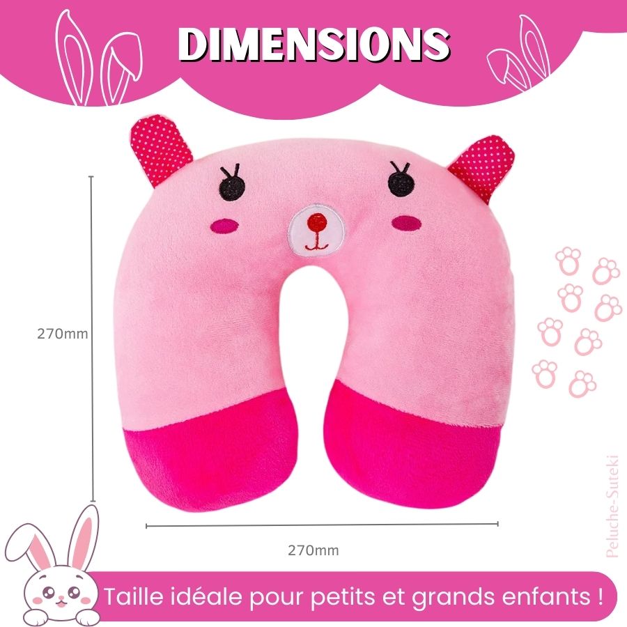 Coussin de Voyage Ourson Rose à Pois en Peluche – Image 4