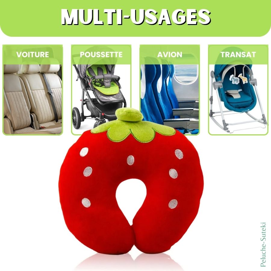 Coussin de Nuque en Peluche Fraise Rouge – Image 3