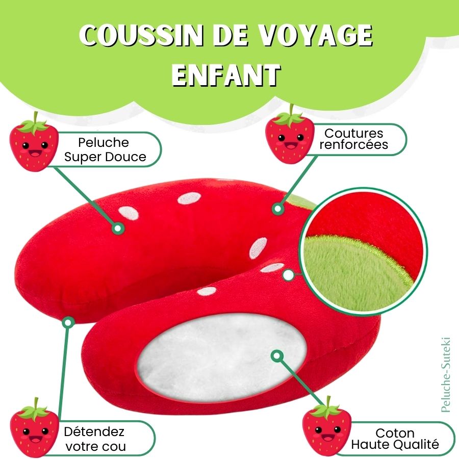 Coussin de Nuque en Peluche Fraise Rouge – Image 2