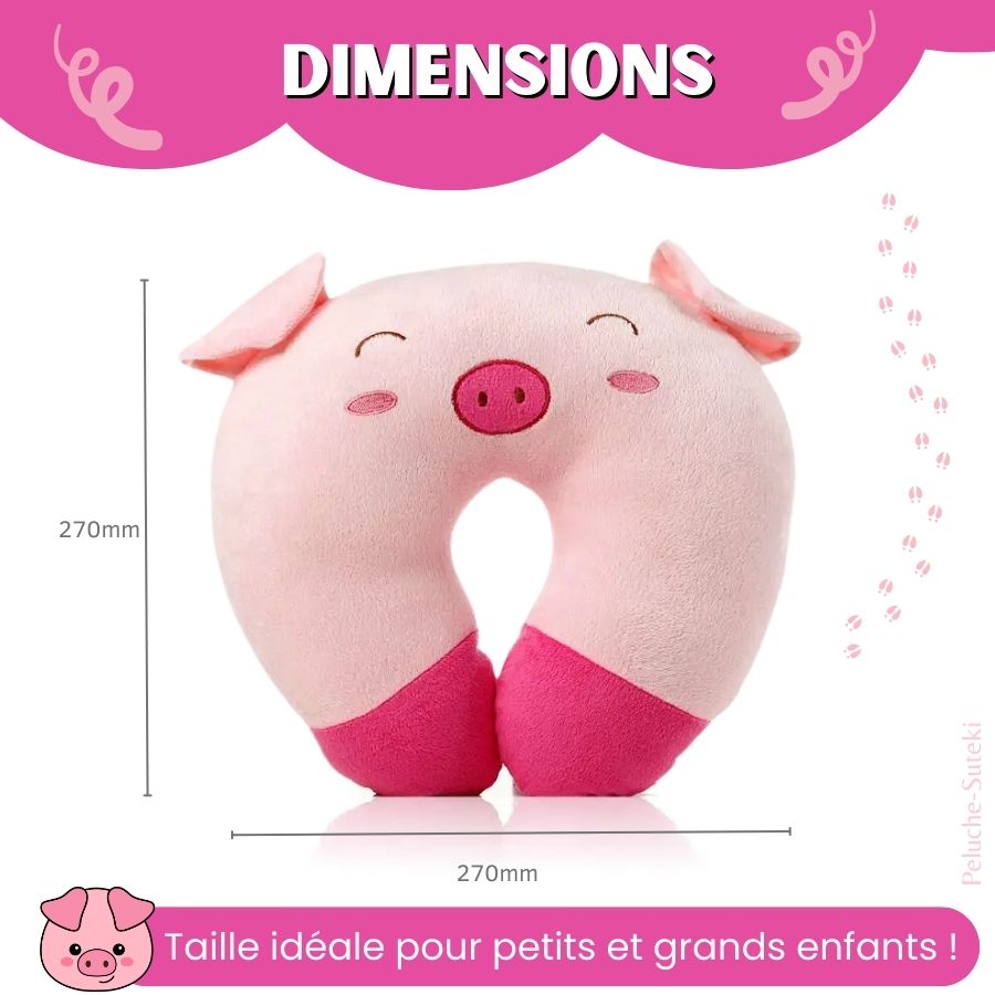 Coussin de Voyage Cochon Rose en Peluche – Image 4