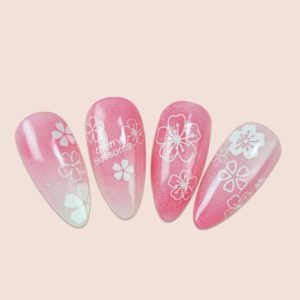 Lot de 2 Stickers Nail Art Fleurs de Sakura Blanches