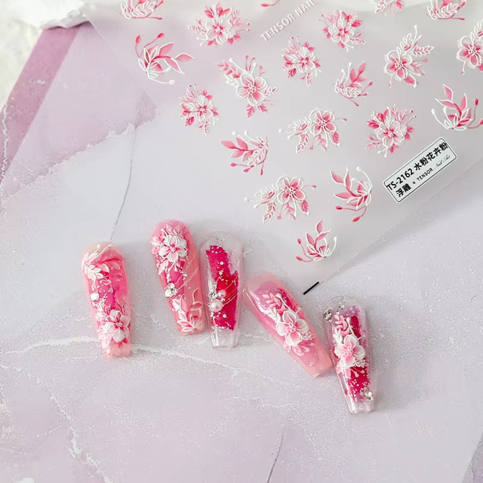 Décoration d'Ongles aux Fleurs Roses et Blanches – Image 2