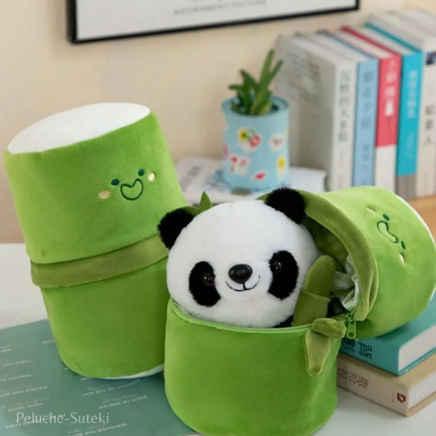 Peluche Panda Noir et Blanc dans sa Pousse de Bambou – Image 6