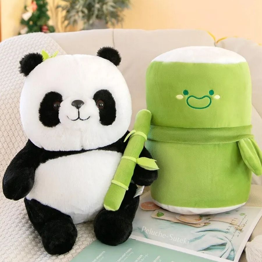 Peluche Panda Noir et Blanc dans sa Pousse de Bambou – Image 7