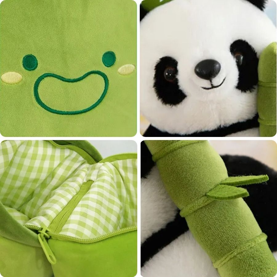 Peluche Panda Noir et Blanc dans sa Pousse de Bambou – Image 9