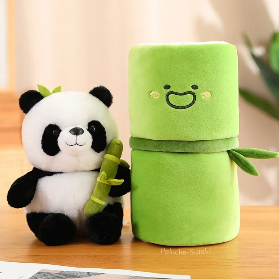 Peluche Panda Noir et Blanc dans sa Pousse de Bambou – Image 5