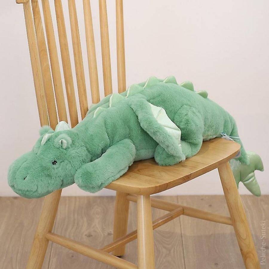 Grande Peluche Dragon Bleue aux Ailes Roses Brillantes – Image 9