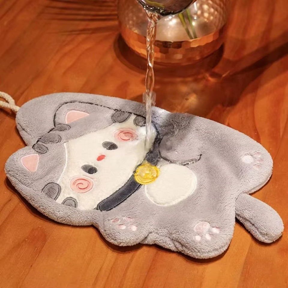 Essuie-main en Coton Motif Chat Gris – Image 2