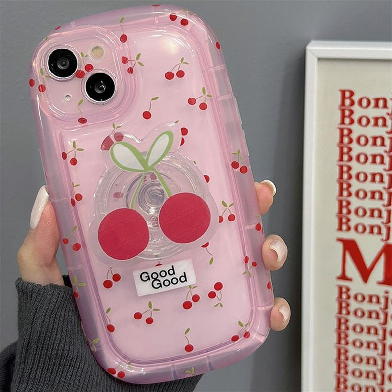 Coque d'iPhone Rose Pâle à Cerises avec Anneau – Image 10
