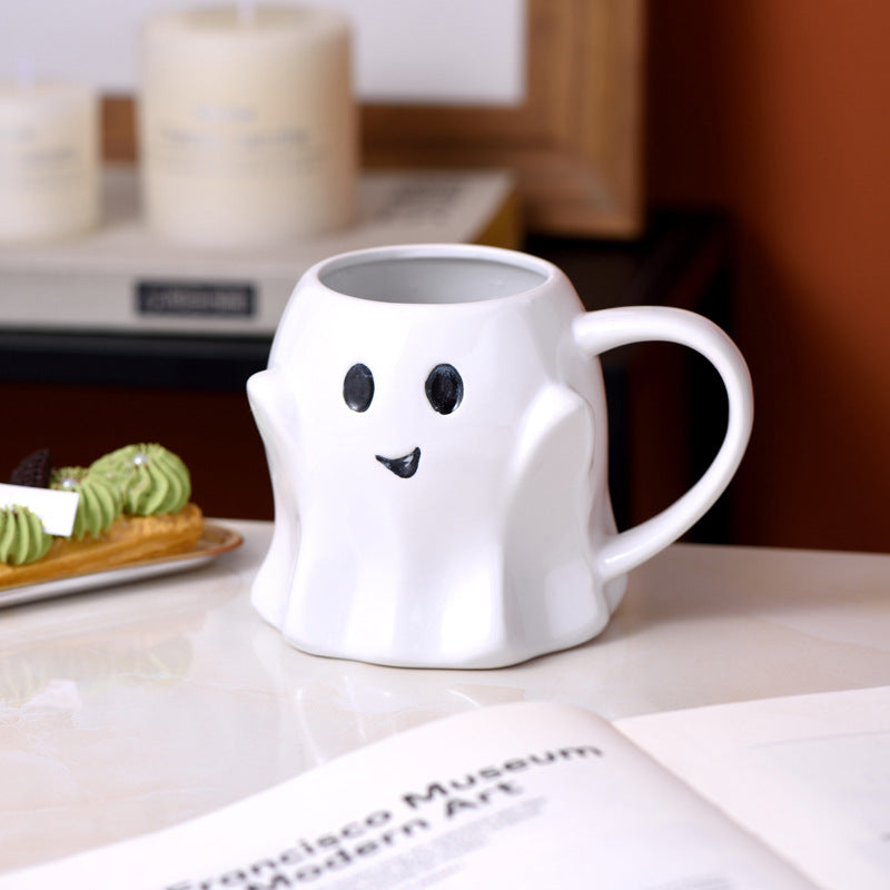Mug Fantôme Souriant en Céramique Blanche – Image 8