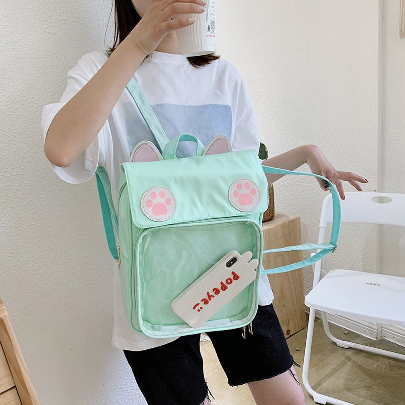 Sac à Dos Rose Pâle à Oreilles de Chat et Pattes – Image 11