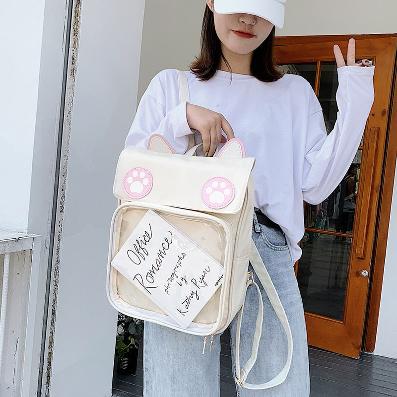 Sac à Dos Rose Pâle à Oreilles de Chat et Pattes – Image 12
