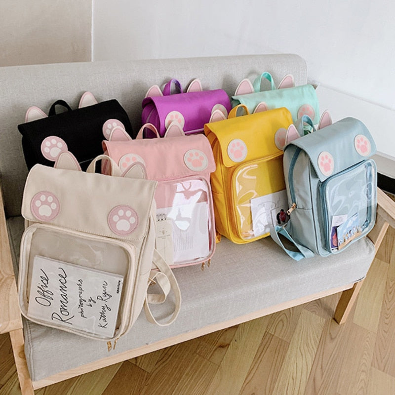 Sac à Dos Rose Pâle à Oreilles de Chat et Pattes – Image 13