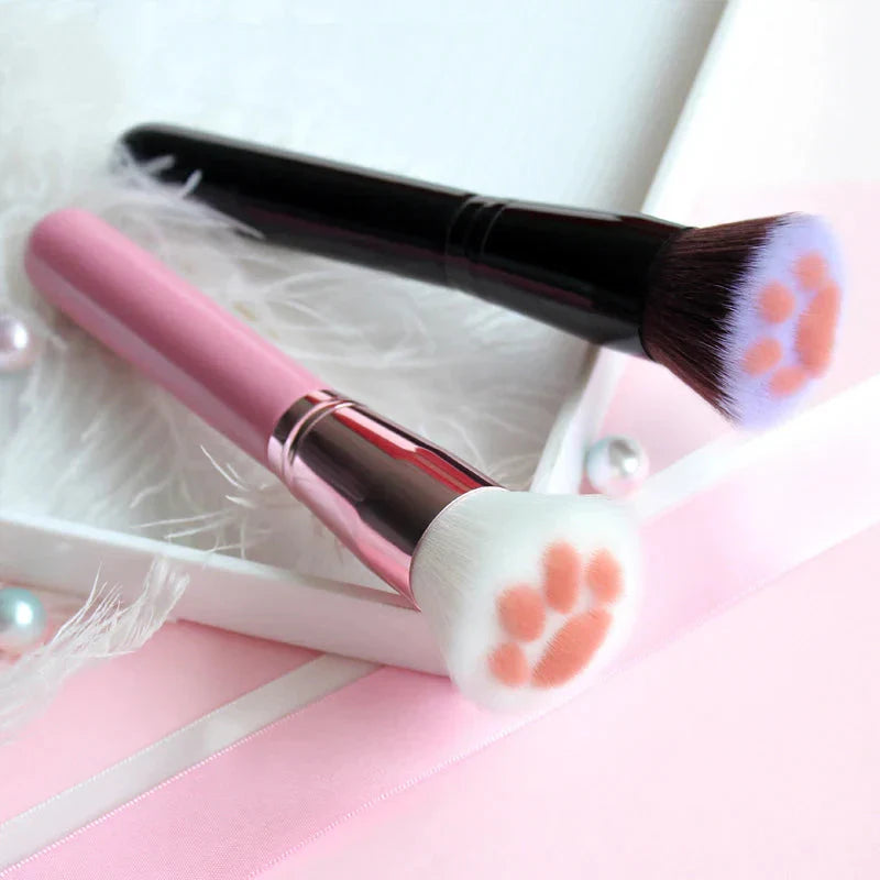 Pinceau de Maquillage Patte de Chat Rose et Blanc – Image 2