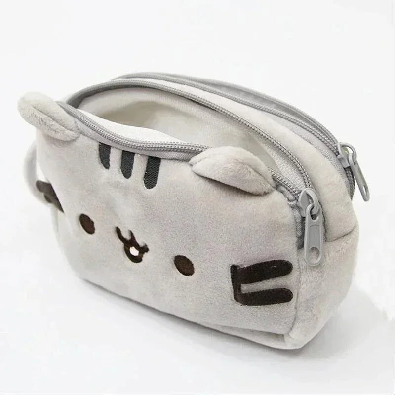 Trousse en Peluche Grise Pusheen à Double Compartiment – Image 2