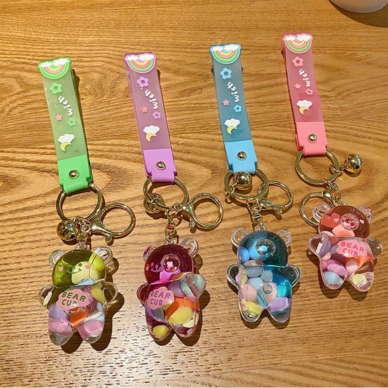 Porte-clés Ourson Transparent à Paillettes Arc-en-ciel – Image 13