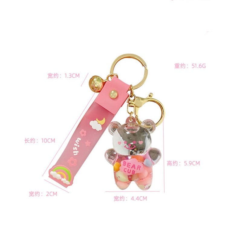 Porte-clés Ourson Transparent à Paillettes Arc-en-ciel – Image 3
