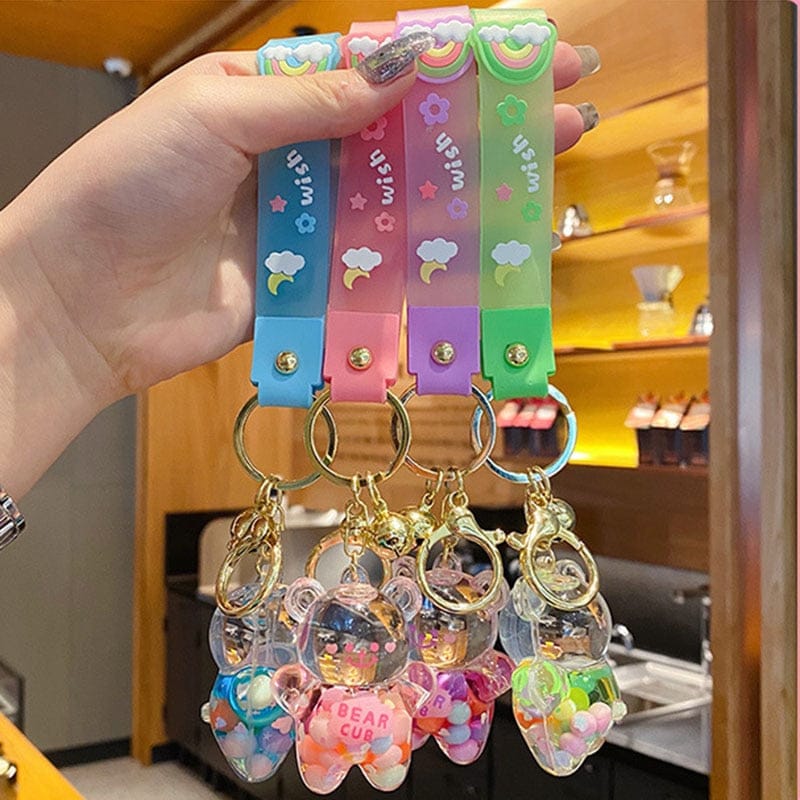Porte-clés Ourson Transparent à Paillettes Arc-en-ciel – Image 5