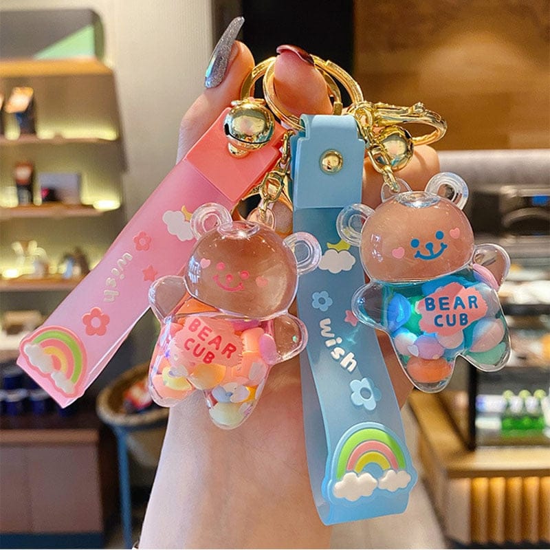 Porte-clés Ourson Transparent à Paillettes Arc-en-ciel – Image 7