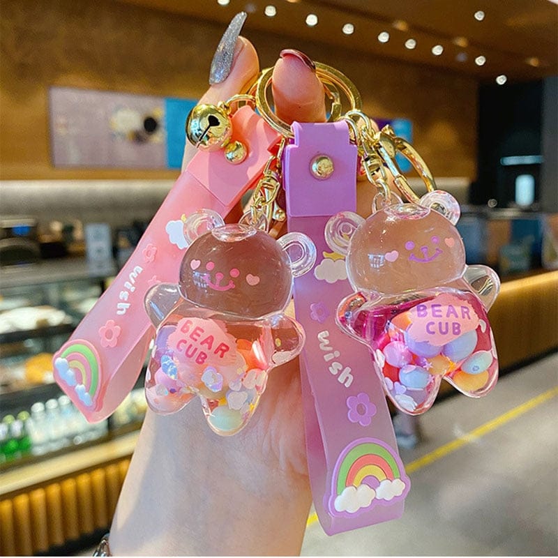 Porte-clés Ourson Transparent à Paillettes Arc-en-ciel – Image 8