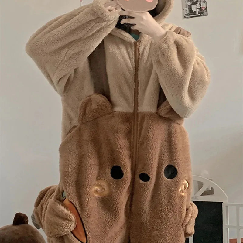 Grenouillère Ourson en Peluche Bicolore à Carottes – Image 3
