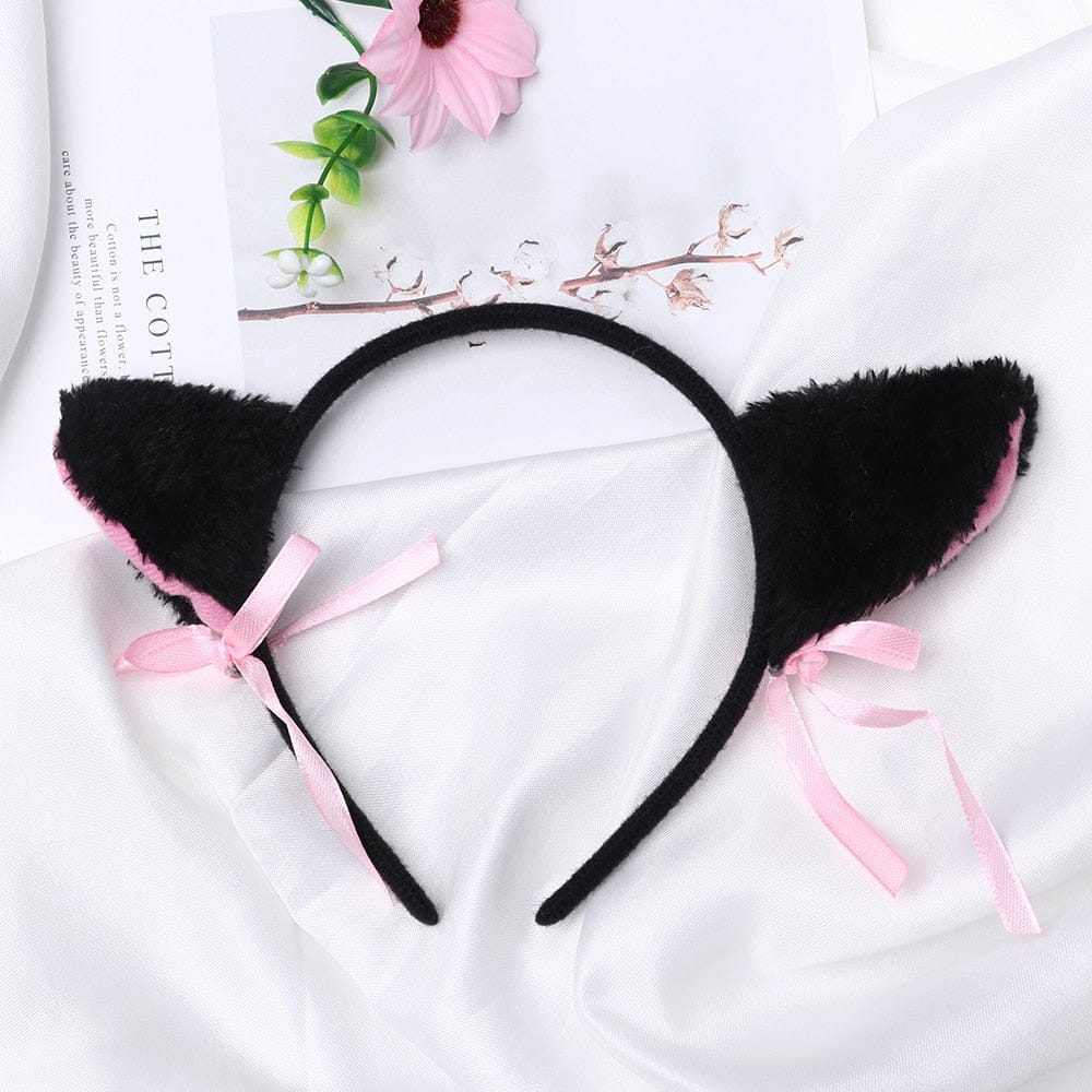 Serre-Tête en Peluche Bleu à Oreilles de Chat et Nœuds – Image 26