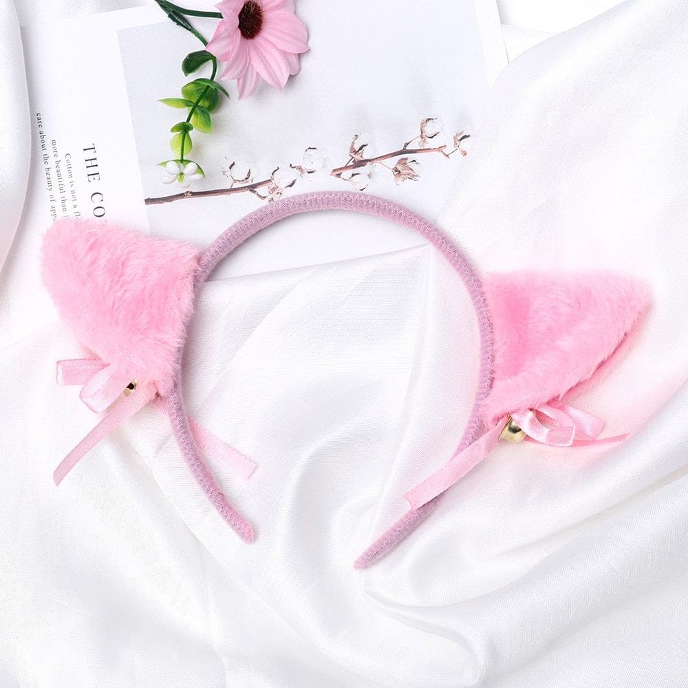 Serre-Tête en Peluche Bleu à Oreilles de Chat et Nœuds – Image 33