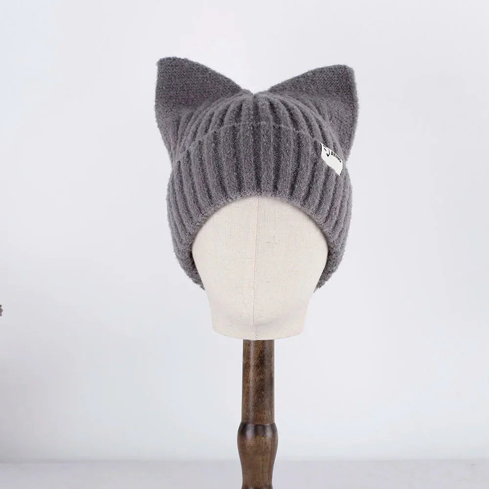 Bonnet Côtelé Doux à Oreilles de Chat Beige – Image 12